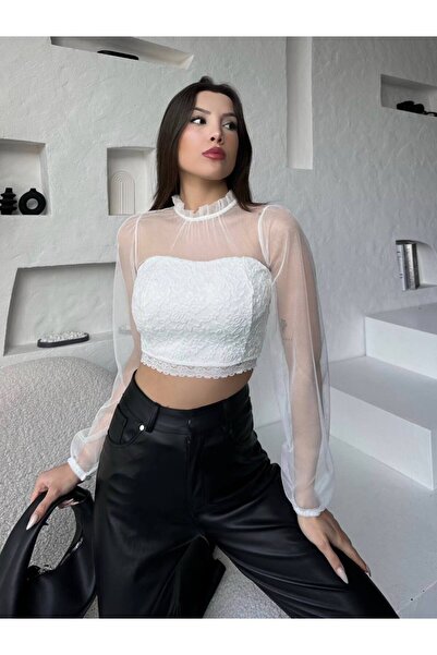 Aida Fashion Tül detay bluz