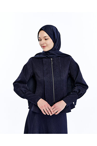 Marles Front and Sleeve Cuffs with Zippers, Balloon Sleeves, Patterned Jacqua...