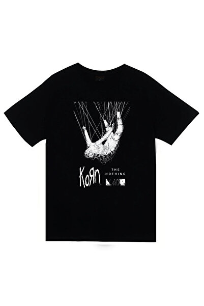 fame-stoned Korn Printed Unisex 100% Cotton Black T-Shirt