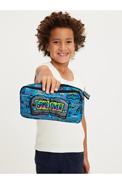 SMIGGLE Eclipse Pocket Character Pencil Case – Blue |   Zippered Double Compa...