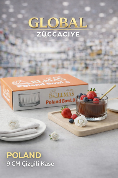 GLASS ELMAS POLAND - Çizgili Cam Kase 6'lı