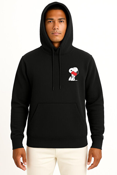 Bahriyeli Collection cu glugă Snopy Buzunar pentru inimă cu imprimeu Hanorac ...