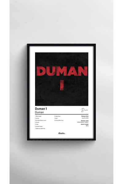 Thetic Duman - Duman 1 Albüm Koleksiyonu PREMIUM Spotify Çerçeveli Tablo!