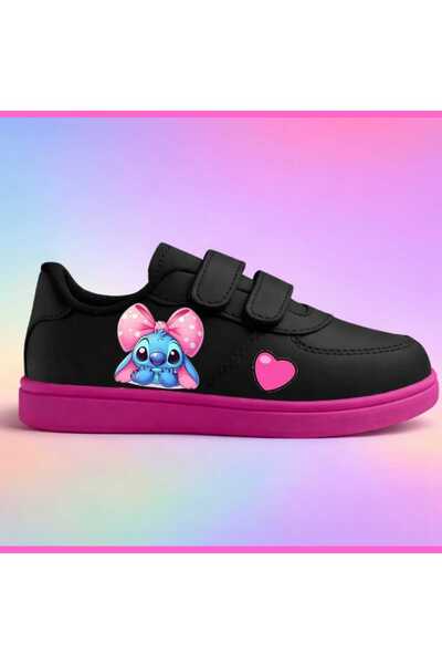lias desing Kurdela Laylo Printed Black Pink Sole Band Children's Sports Shoe...