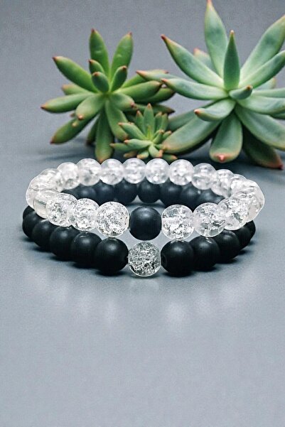 LADIN DOGALTAŞ Lover Bracelet Onyx & Nude Crystal Bracelet