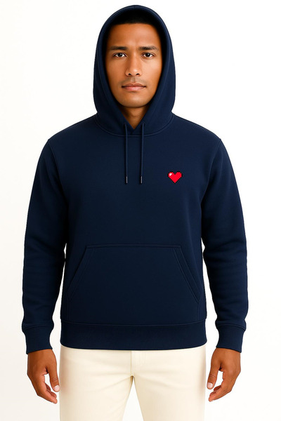 Bahriyeli Collection Hooded Pixel Heart Cep Printed Unisex Sweatshirt