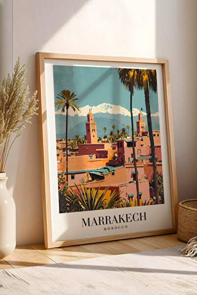 e2nova Marrakech Morocco Vintage Seyahat Posteri Çerçeveli Tablo - Premium At...