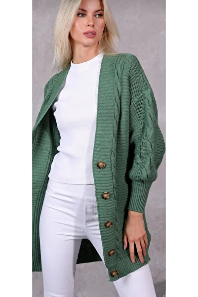 Esperar Hair Braid Balloon Sleeve Long Knitwear Cardigan (80 cm)