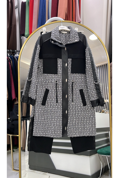 wennew Tasarım deri detaylı ikili takım