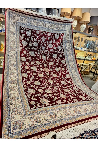 kerman carpet 1500 Tarak Lüks Makine Halısı 230×150 cm – %100 Modal İpek, Kır...