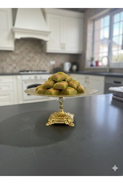 YUVAYAÖZEL Gold Ayaklı Cam Sunum Standı | Şık Pasta, Tatlı ve İkram Servisi
