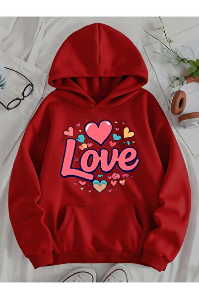 Flow touch Love Printed Women/Men Unisex Oversized Hooded 3-Thread Gray Sweat...