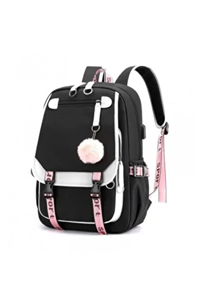 JollyMag Black Backpack with Pink and White, Universal, for Sports and School