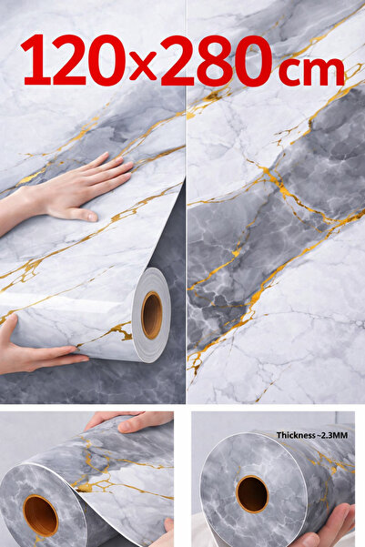 UKAB DEKOR 120x280 Cm Tek Parça Rulo Dekoratif Lüks Desen Kendinden Yapışkanl...