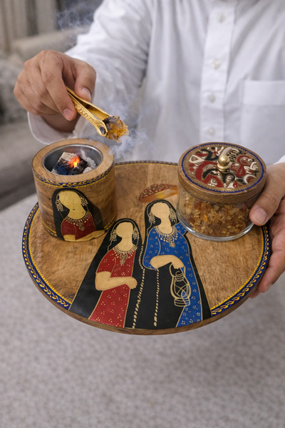 Generic Indian incense burner set consisting of 3 wooden pieces