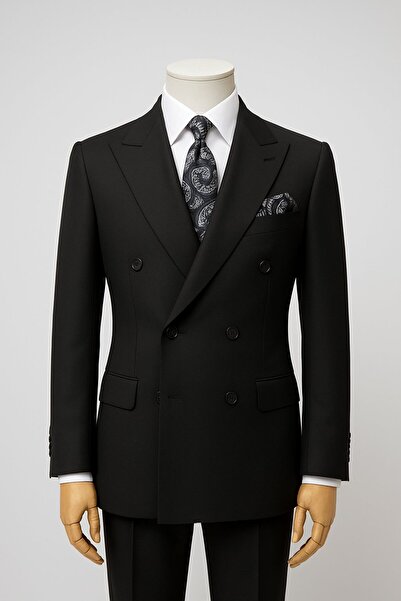 LONATOLİA Erkek Slim Fit İtalyan Stil Kruvaze Takım Elbise