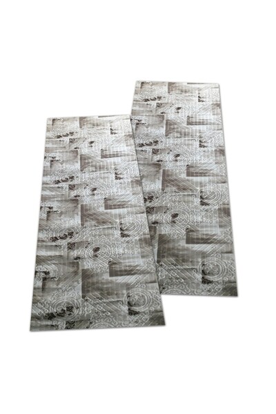 OEM Set of 2 Acoustic Anti-Slip Rugs, Embossed, Beige with Brown, 60 x 120 / ...