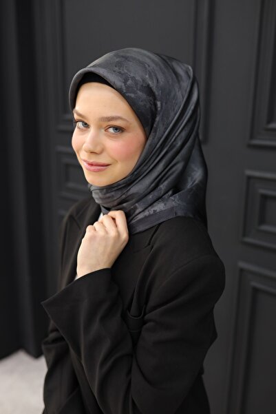 Silk Home Kadın Antrasit Bulut Desen Parlak Shiny Eşarp 75002-40