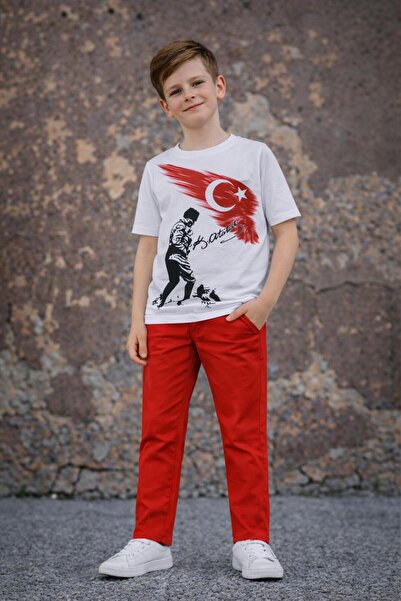 Kuraff Giyim Boys' Special Day April 23 October 29 Short Sleeve Top and Botto...