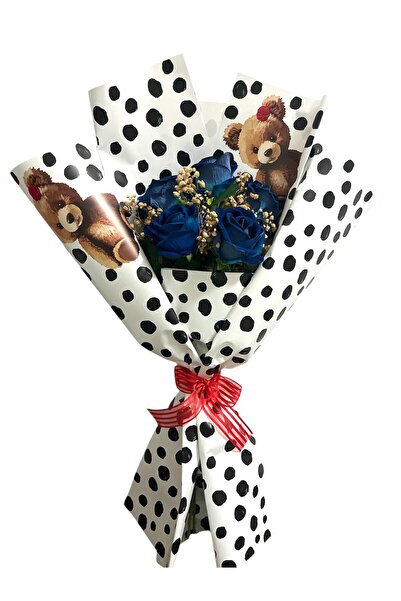 Happy Box HEDİYELİK SEVGİLİYE HEDİYE MAVİ GÜL AYICIK BUKET ÖZEL GÜN DOĞUM GÜN...