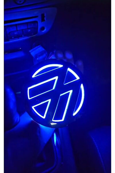 OEM LED emblem for Volkswagen, universal 11cm diameter, blue color, VW