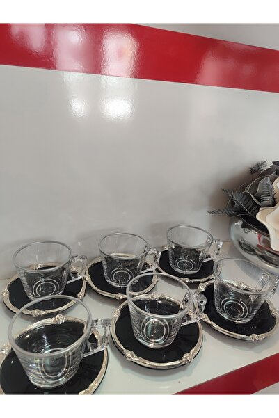 FTH DİZAYN Tea Set for 6 People with Silver Edges