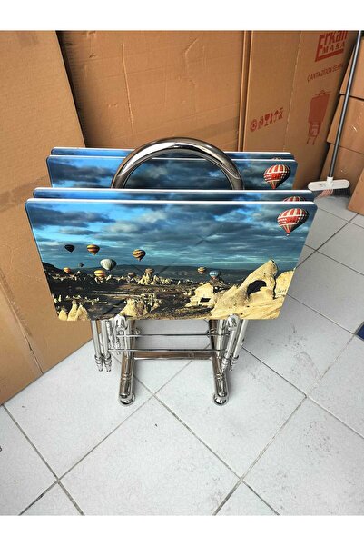 SERSEPETİM KAPODOKYA & BALON 4 LÜ ÇANTA SEHPA HD BASKI TEMPER CAM