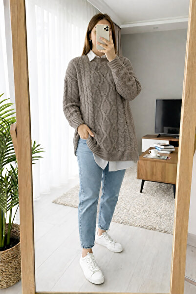 MODAQU Knitted Pattern Casual Knitwear Sweater - Earth