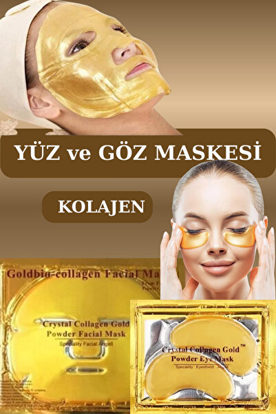 Uni zer Kolajen Maske Seti Yüz ve Göz Altı Gold Bio Collagen Mask Yaşlanma Kı...