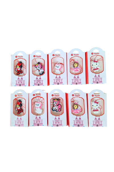 HYVESTO Set 10 Martisoare Cauciuc Forme Animate Colorate, Snur Alb-Rosu Bumba...