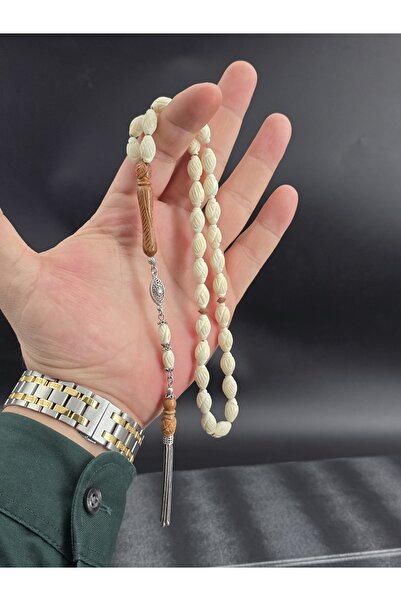 Tesbih-i Hazır Tesbihçilik Kuka İmameli Kalem Oyma İşçilikli De-ve Ke-miği Gü...