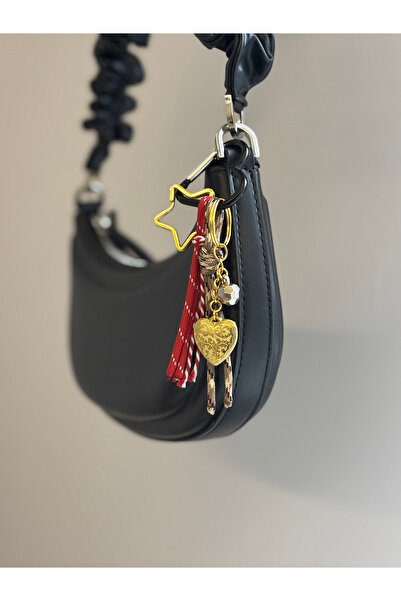 VitrinzPlus Gold Metal Aksesuarlı Renkli Çanta Süsü Charm Anahtarlık (Tüm çan...