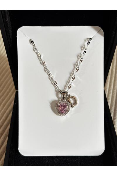 bijoux uniques Steel Pink Heart Letter Women's Necklace