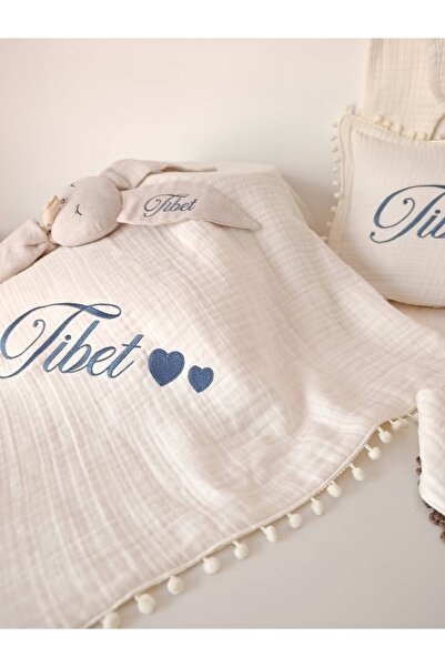 belladuri İsimli %100 Pamuk Müslin Uyku Arkadaşlı 7 Parça Bebek Hastane Çıkış...