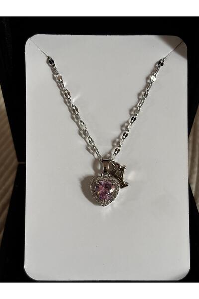 bijoux uniques Steel Pink Heart Letter Women's Necklace