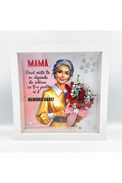 ROPRESSO Tablou 3d cu flori si mesaj pentru mama 23x23 cm