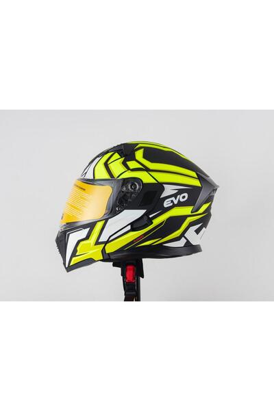 Evo ÇENE AÇILIR KASK VİZÖRLÜ MAT SİYAH-YEŞİL 90605-L