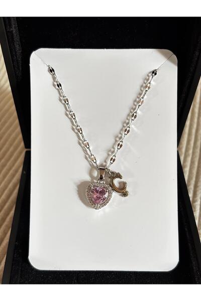 bijoux uniques Steel Pink Heart Letter Women's Necklace
