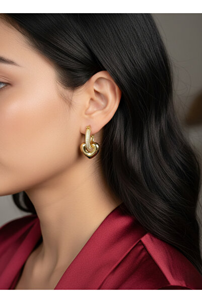 Elmosia Jewelry Gold Color Heart Hoop Earrings – Stainless Steel, Tarnish-Res...