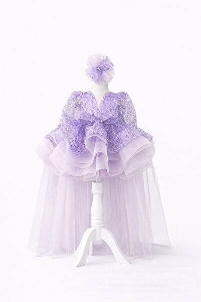 GNL BUTİK Kız çocuk lila abiye parti mezuniyet doğum günü elbisesi