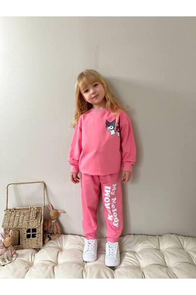 ButumiKids Yeni Sezon Kız Çocuk Karakter Baskılı Likralı Pamuk Kumaş Alt Üst ...