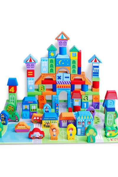 OEM 🧱 Urban Traffic Wooden Cube Set🚦 – Educational City for Children🚗, +36...