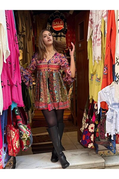 Miss Boheme Pink Color Imported Special Design Three Buttons Patchwork Rayon ...