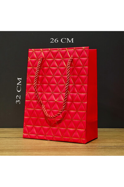 SAGA DEKORASYON & HEDİYELİK Gold Pattern Gift Bag Large Size
