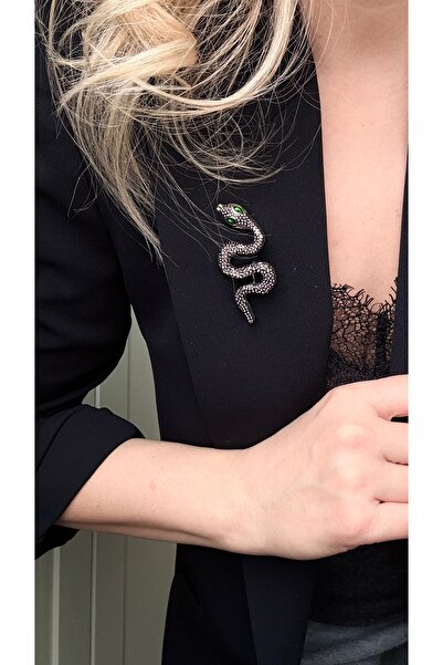 Finery by Nerrs Yeşil Göz detaylı Yılan Broş
