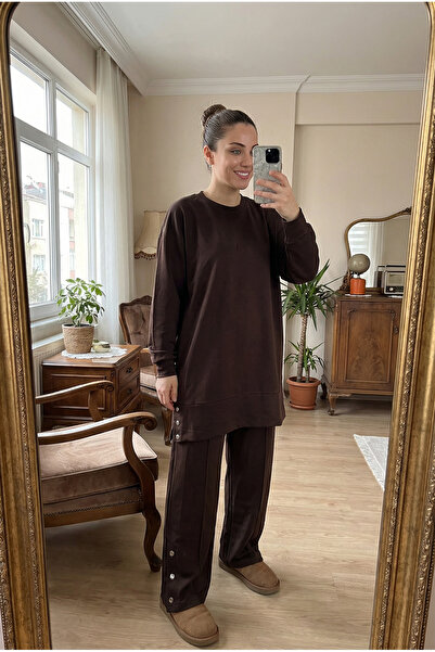 Kirazca Butik Women's Two-Piece Set – O Oversized Look with Buttons, Casual a...