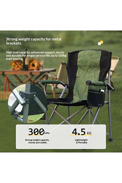 iron candy Oversized Folding Camping Chair 150kg Heavy Duty with Cup Holder S...