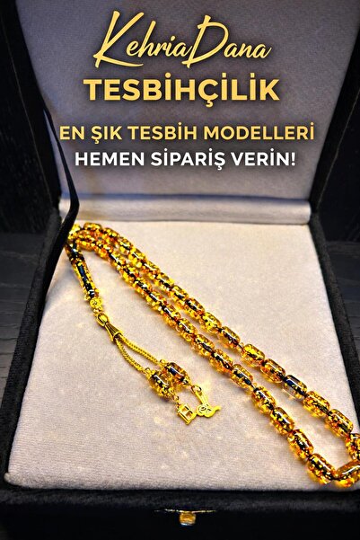 KEHRİADANA TESBİHCİLİK KEHRİADANA ALTIN PARÇACIKLI ORJİNAL KEHRİBAR 925 AYAR ...