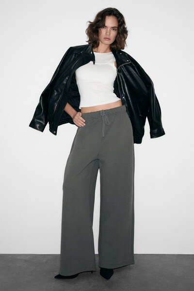 GRIMELANGE Kenyot women's organic cotton embroidered wide leg sweatpants r Re...