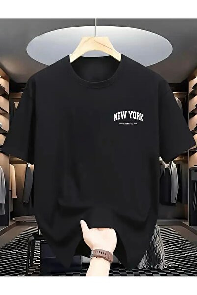 FUFLUNS تي شيرت نيو يورك تشيرفول بطباعة CEP ذو ياقة دائرية كبيرة الحجم